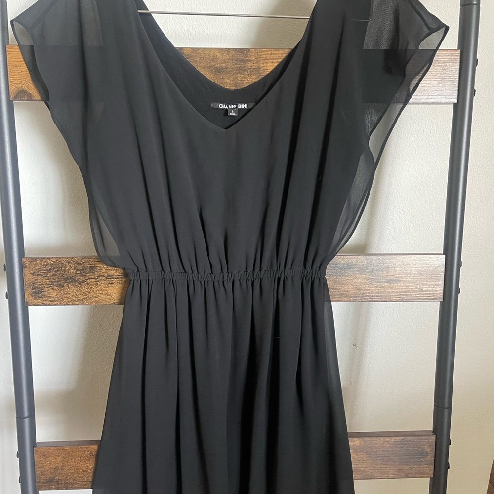 Gianni Bini Black Flutter Sleeve Mini Dress